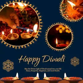 Online Editable Lighting Up Diya on Happy Diwali Social Media Post