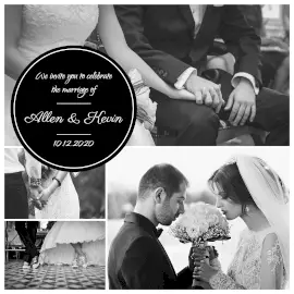 Online Editable Monochrome Wedding Photography 4 Grid Photo Collage