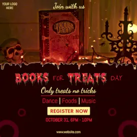 Online Editable Books for Treats Day Party Social Media Post