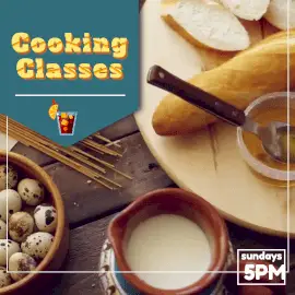 Online Editable Blue Cooking Classes Animated Design