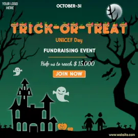 Online Editable Trick-or-Treat for UNICEF Day Fundraising Event Social Media Post
