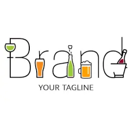 Online Editable Booze Illustration Text Bar & Nightclub Logo