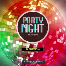 Online Editable Colorful Party Night Animated Design
