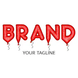 Online Editable Red Inflated New Year Party Balloon Events Logo