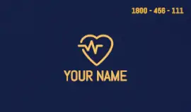 Online Editable Dark Blue and Soft Yellow Heart-shaped logo Business Card