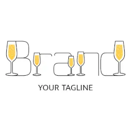 Online Editable Sparkling Champagne Glass Infused Text Food & Drink Logo