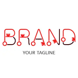 Online Editable Red and Black Key Themed Unique Logo