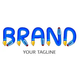 Online Editable Blue Pen Font Education & School Logo