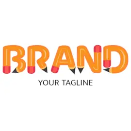 Online Editable Golden Pencil Patterned Font Education & School Logo