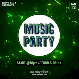 Online Editable Green Music Party Animated Design