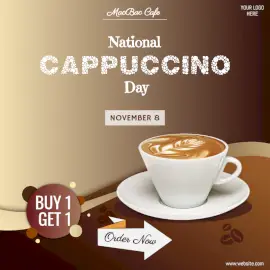 Online Editable National Cappuccino Day Offer Social Media Post
