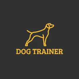 Online Editable Yellow and Grey Dog and Pet Trainer Logo