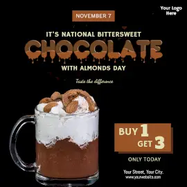 Online Editable National Bittersweet Chocolate with Almonds Day Offer Instagram Post