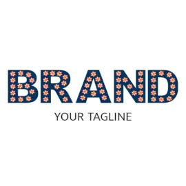 Online Editable Flowered Blue Text Salon & Beauty Logo