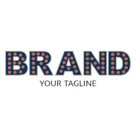 Online Editable Orange Flower on Blue Text Salon & Beauty Logo
