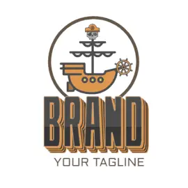 Online Editable Grey and Orange Dock Pirates Gaming Logo
