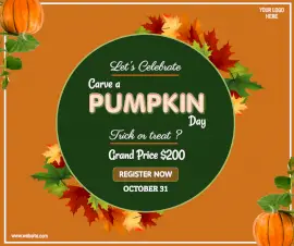 Online Editable Carve a Pumpkin Day Celebration on October 31 Facebook Post