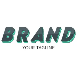 Online Editable Slanting Gray and Cyan Fancy & 3D Logo