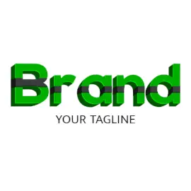 Online Editable Green and Black Striped Fancy & 3D Logo