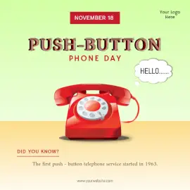 Online Editable Push Button Phone Day November 10 Social Media Post
