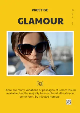 Online Editable Vivid Yellow Glamour Magazine Cover