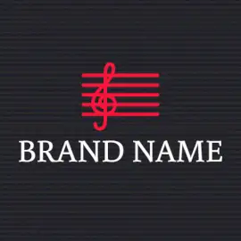 Online Editable Grey and Red Musical Note Logo