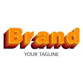 Online Editable Pure Orange Multi-Layered 3D Text Unique Logo