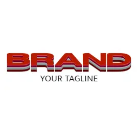 Online Editable Strong Red Multi-Layer Fancy & 3D Text Logo