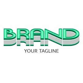 Online Editable Lime Green Outer Edge Multi-Layer Isometric Fancy & 3D Text Logo