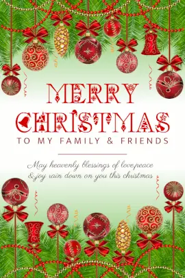 Online Editable Merry Christmas Wishes with Decorations Balls Pinterest Graphic