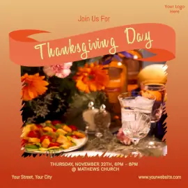 Online Editable Thanksgiving Dinner Invitation Social Media Post