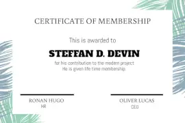 Online Editable White Membership Gift Certificate