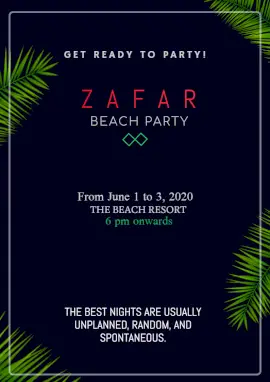 Online Editable Party at Beach Resort Flyer Marketing Materials