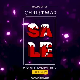 Online Editable Purple Christmas Sale Animated Design