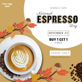 Online Editable National Espresso Day November 23 Social Media Post