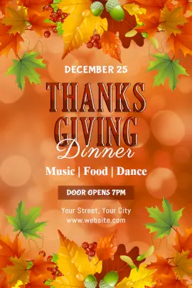 Online Editable Brown Thanksgiving Dinner Pinterest Graphic