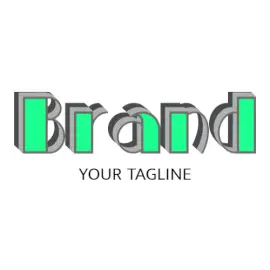 Online Editable Green and Gray Bold Font Fancy & 3D Logo