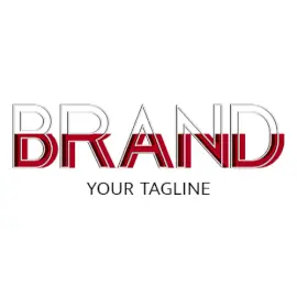 Online Editable Red Half-Filled Double Text Unique Logo