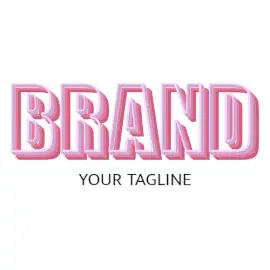 Online Editable Pink Border with White Impression Font Fancy & 3D Logo