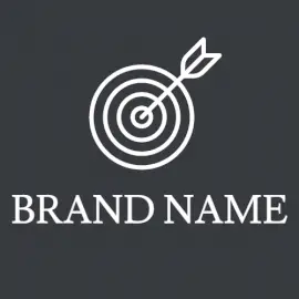 Online Editable Grey and White Bulls Eye on Dart Board Business Logo
