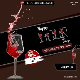 Online Editable Happy Hour Day Food Offer on November 12 Instagram Post