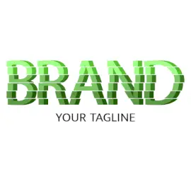 Online Editable Sliced and Stacked Gradient Green Text Unique Logo