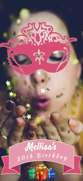 Online Editable Pink Masquerade Birthday Party Snapchat Geofilter