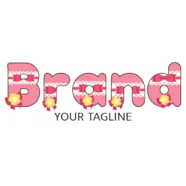 Online Editable Pink Flower Bow Font Events Logo