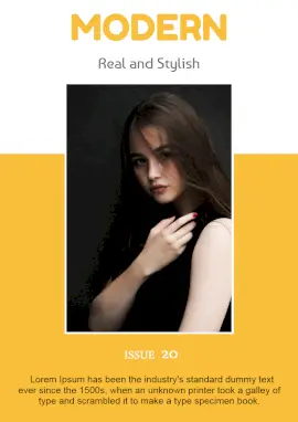 Online Editable Yellow and White Modern and Stylish Magazine Cover
