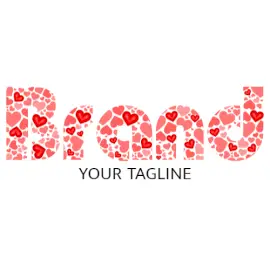Online Editable Red and Pink Heart Filled Typography Dating Logo