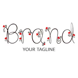 Online Editable Elegant Cursive Font with Small Hearts Dating Logo