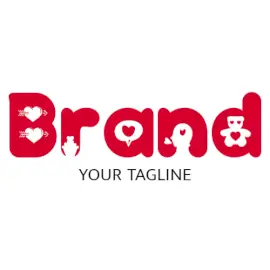 Online Editable Red Heart Carved Typography Dating Logo