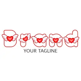 Online Editable Winged Red Heart Typography Dating Logo