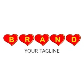 Online Editable Vivid Yellow Text on Red Heart Dating Logo